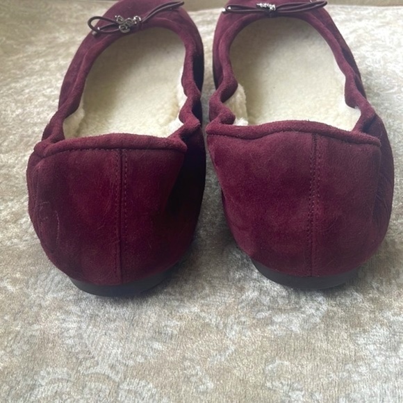 Brand New SAM EDELMAN Felicia Genuine Suede Bow Ballet Flats Burgundy Loafers - Picture 9 of 16